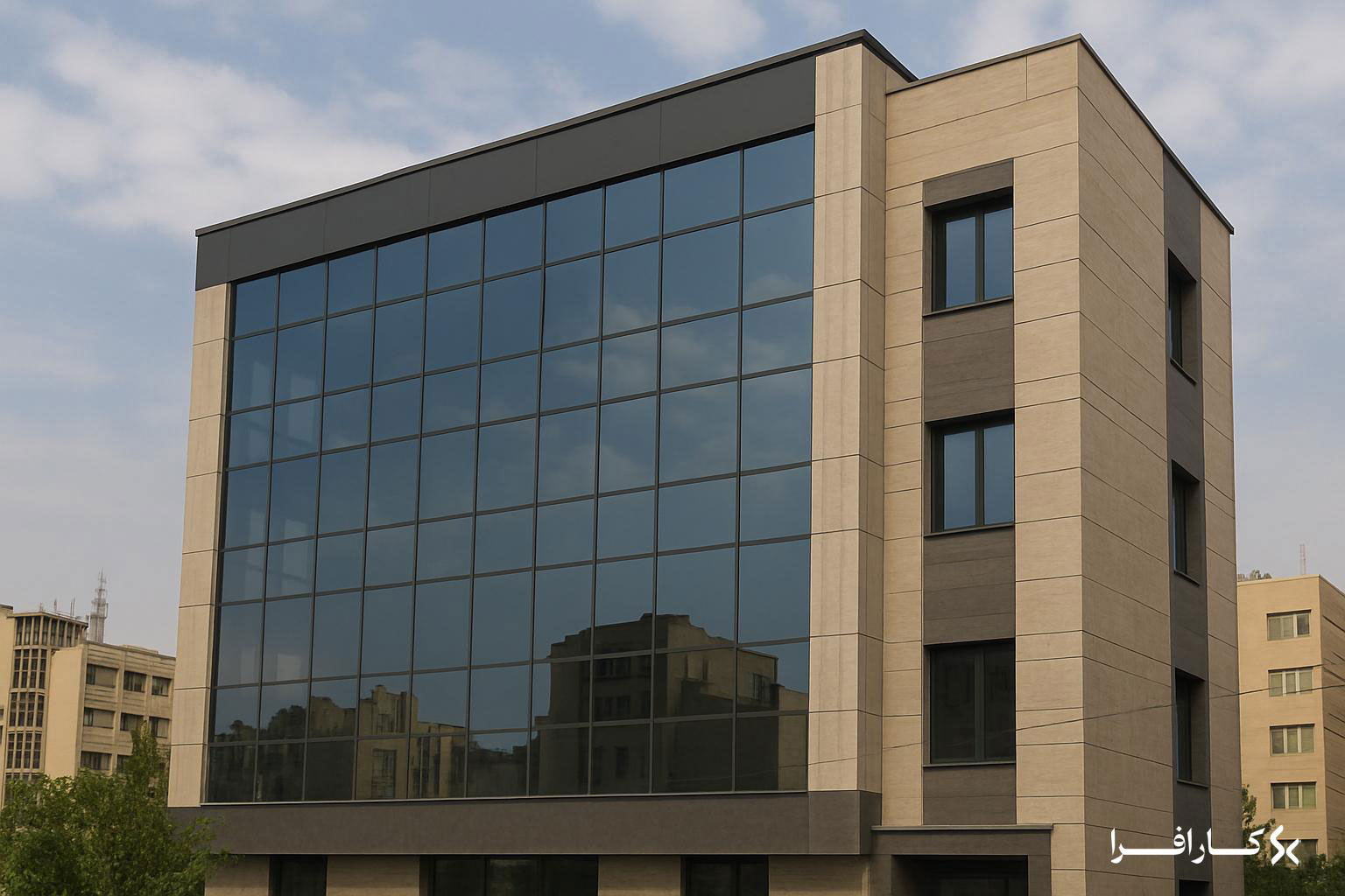 اجرای نمای کرتین وال - کار افرا