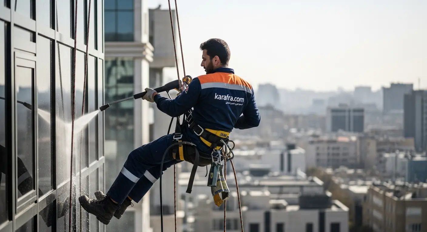 شرکت خدماتی نماشویی با طناب بدون داربست در تهران